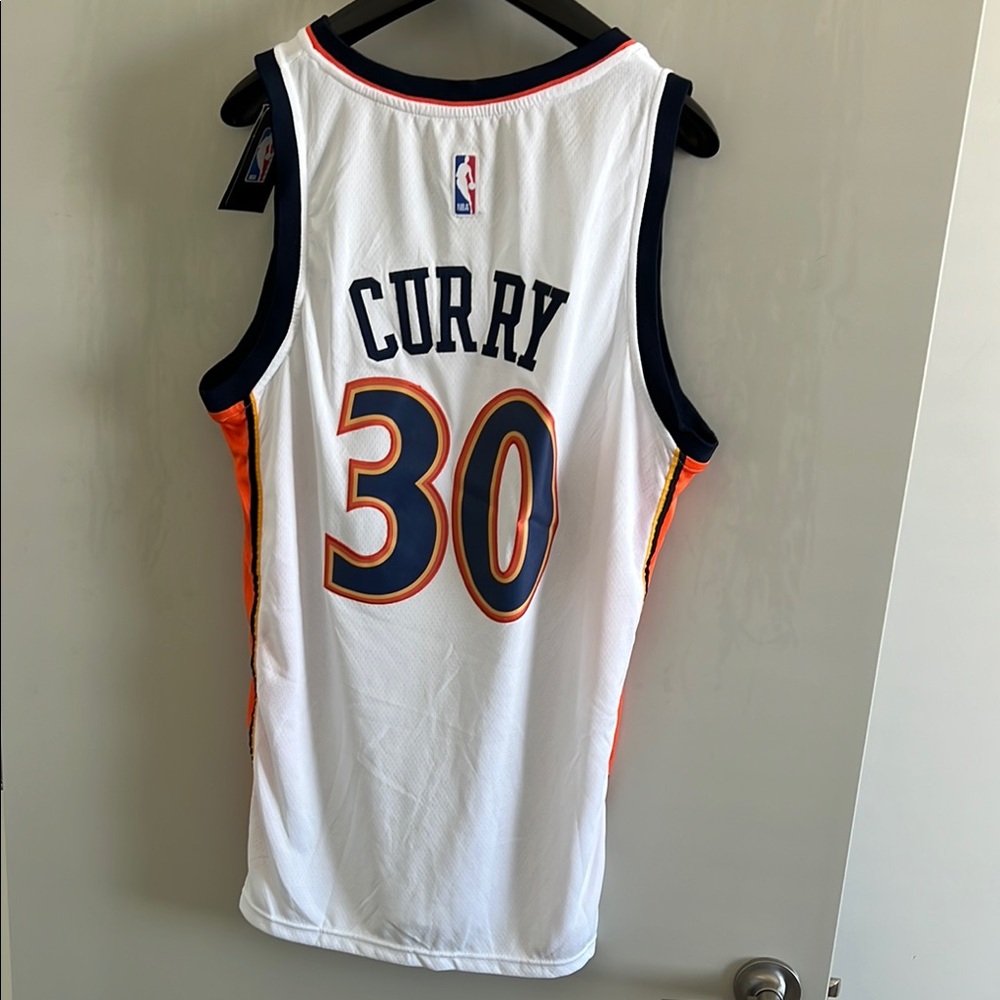 Nike Stephen Curry White and Orange Basketball Jersey - Picture 2 of 4